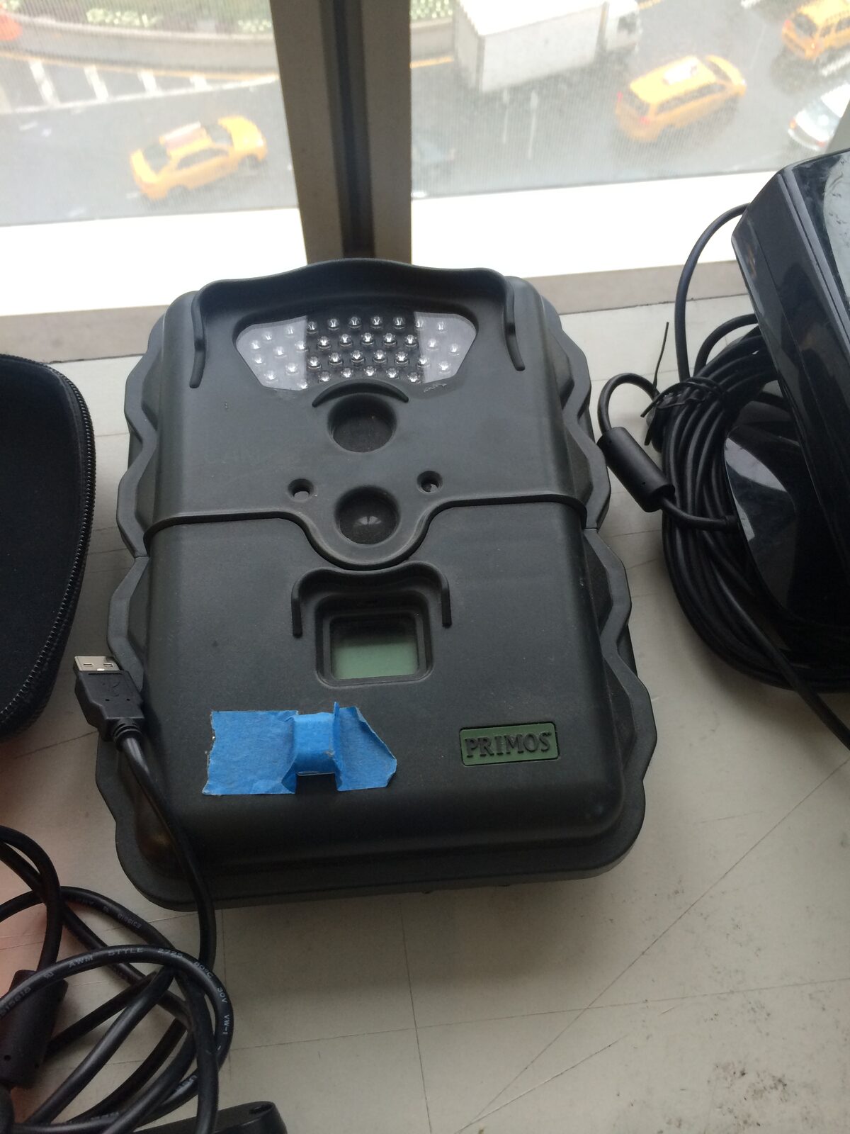 A rugged black Depthkit camera and depth-sensor assembly prepared for portable capture.