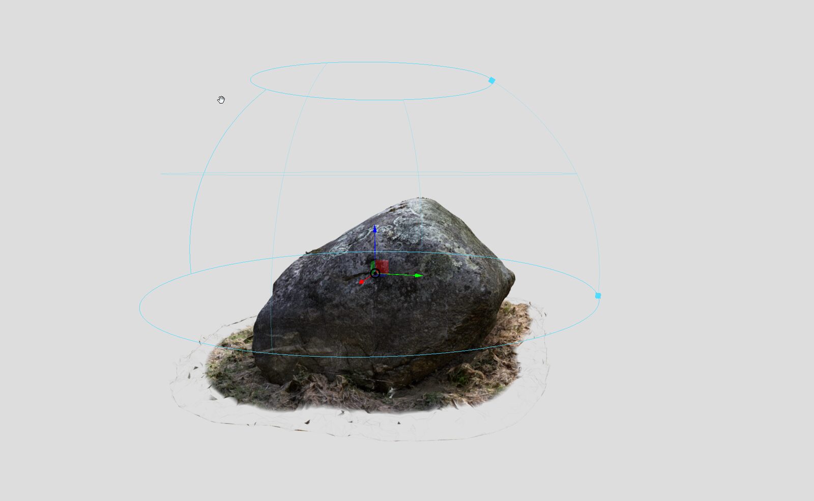 The scanned Flaherty Stone shown in Sketchfab's 3D editor with its irregular surface and carved face visible.